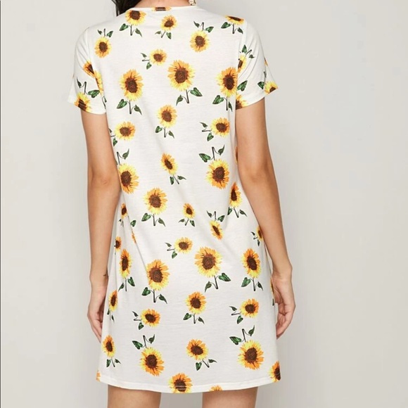 Boho sunflower print tee mini dress white - Picture 3 of 6